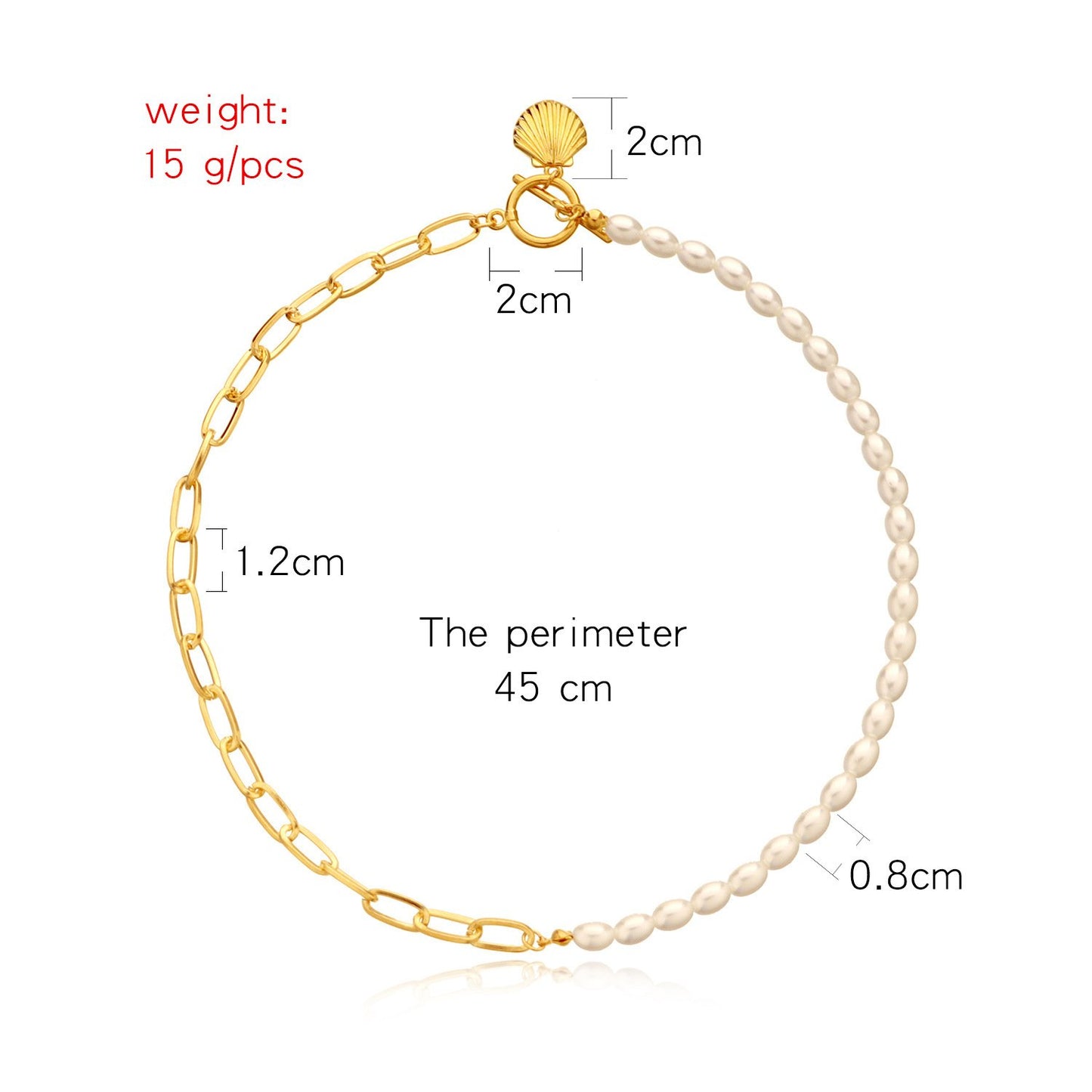 Jewelry rice grain pearl lock-shaped scallop pendant necklace female trend personality fashion simple necklace