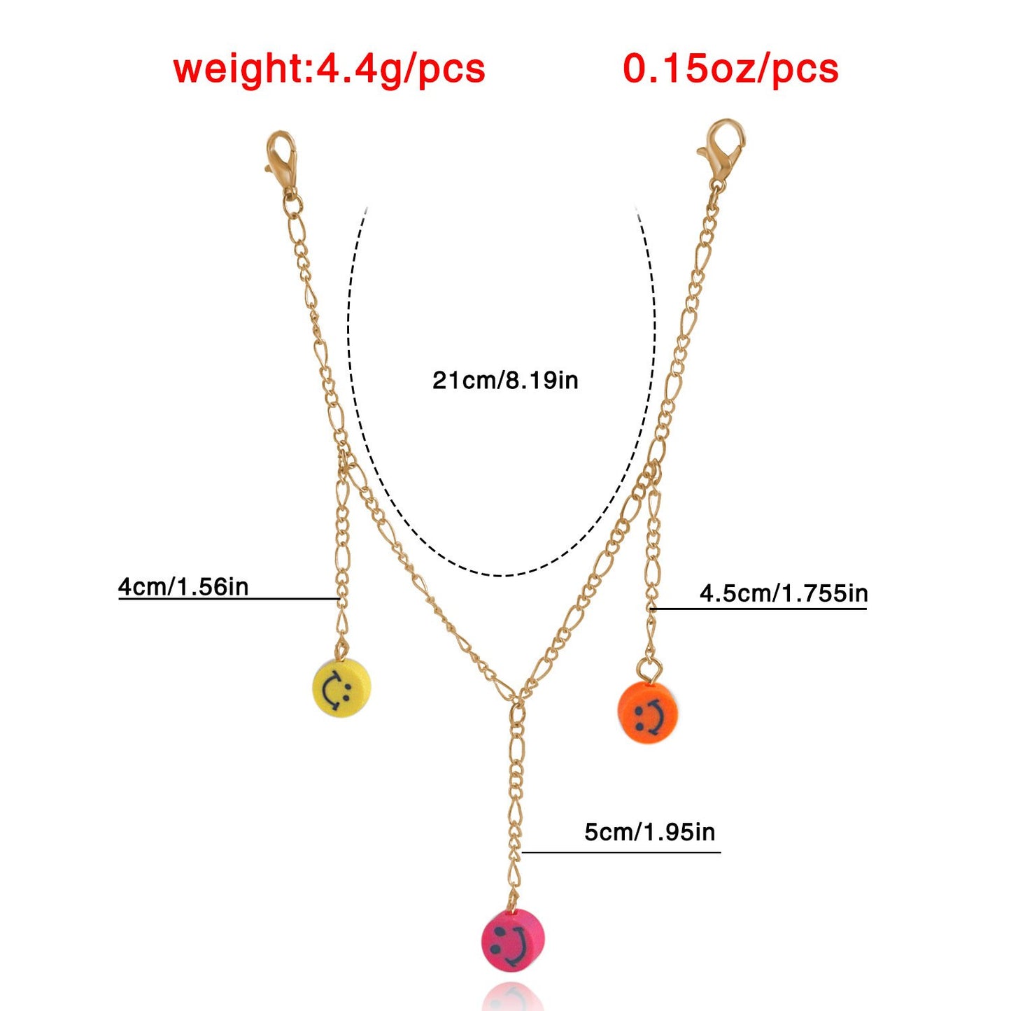 Jewelry ins metal color soft pottery smiley face pants bag chain geometric retro sexy clothes accessories