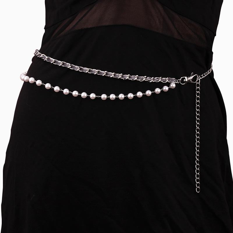 Pearl Woven Double Layer Body with Slack Chain Fleece Waistband Matching Dress