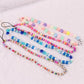Simple Bohemian soft pottery peach heart mobile phone lanyard mixed color beads mobile phone chain female ornament