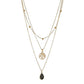 Retro Black Resin Bound Diamond Pendant Necklace Alloy Tree of Life Multilayer Necklace Accessories