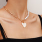 Jewelry Trendy Stitching Chain Geometric Rhombus Pearl Heart Fritillary Pendant Necklace Female Sweater Chain