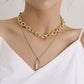 Jewelry Punk Aluminum Alloy Thick Chain Lock Pendant Necklace Ladies Street Retro Double Layer Necklace