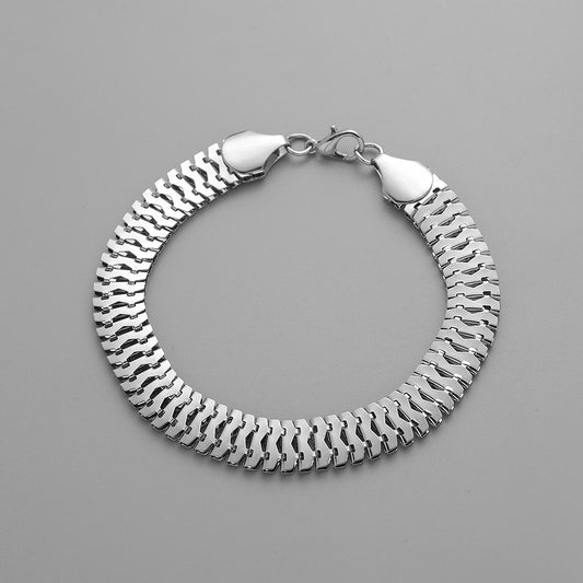 ins trend flat snake silver men's bracelet metal unique fashion retro personality all-match chain