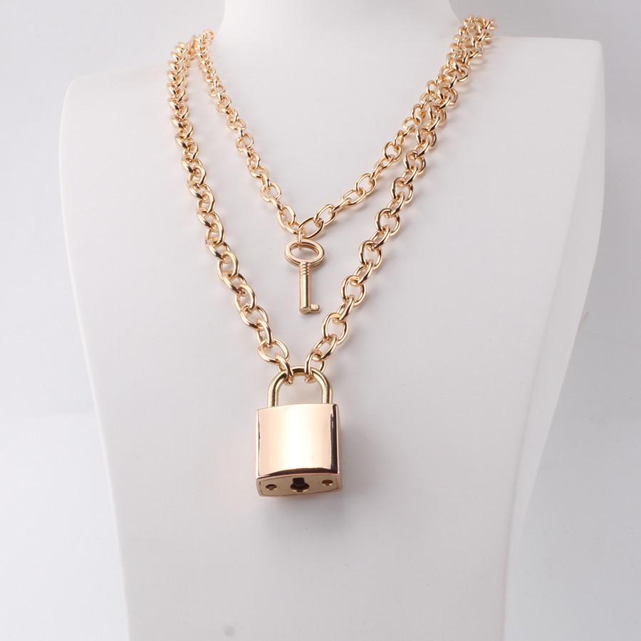 Dongdaemun same style lock necklace for men and women exaggerated INS gold lock necklace for women