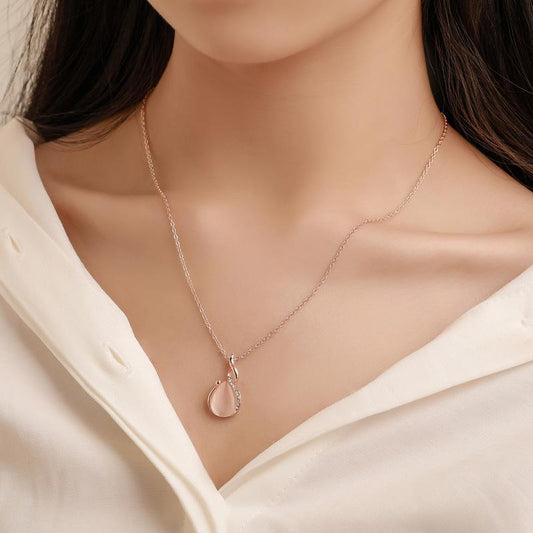 Jewelry Set Small Fresh Crystal Opal Bridal Set Necklace Earrings Simple Two-piece Set