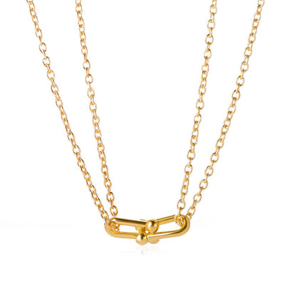 Simple U-shaped multi-layer necklace fashion retro metal horseshoe buckle clavicle chain niche design