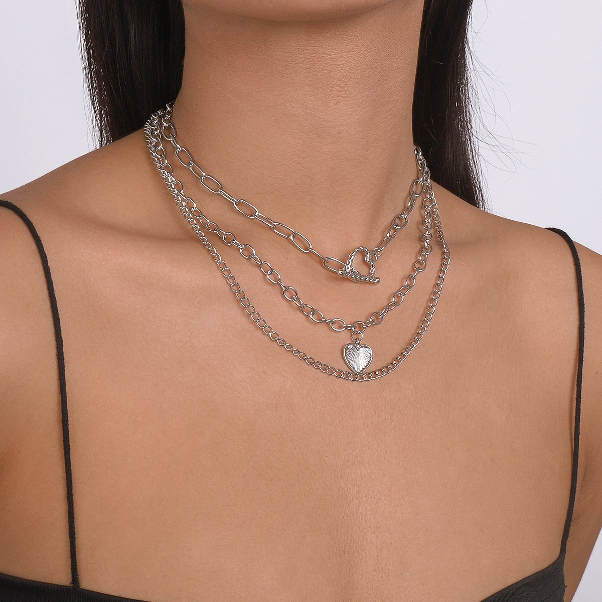 N162 Jewelry exaggerated multi-layer chain punk necklace niche indifferent love necklace