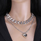 Jewelry love double-layer set chain female personality creative fashion necklace ins peach heart clavicle chain