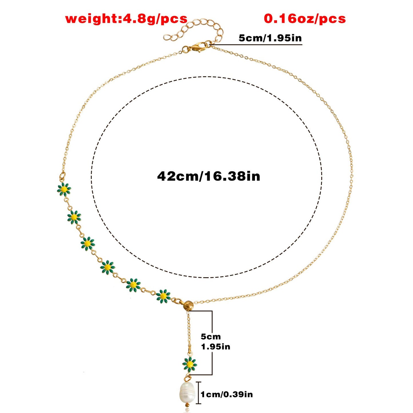 Jewelry Creative Flower Pearl Pendant Necklace Sweater Chain Women's Fashion Versatile Trendy Cool Simple Necklace