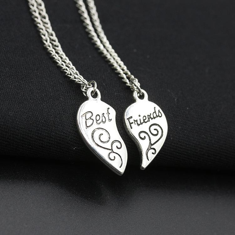 BestFriends Alloy Peach Heart Pendant Boudoir Honey Love Stitching Pendant Lettering Necklace