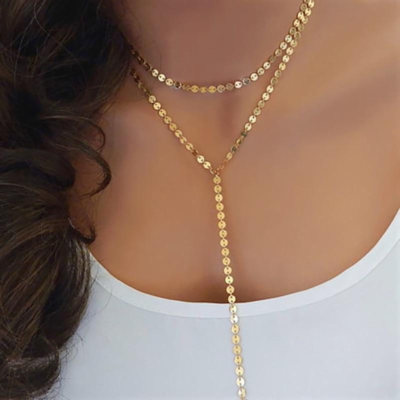 Ladies Simple Handmade Chain Disc Necklace Support Mixed Batch