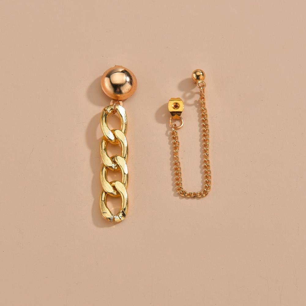 Exaggerated Metal Chain Earrings Retro Fashion Asymmetrical Earrings Women Jewelry Accessories