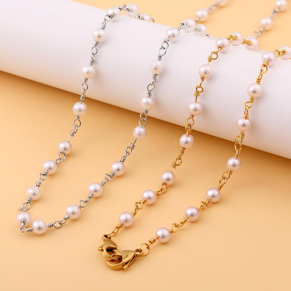 Mask anti-lost hanging chain copper wire winding knotted pearl sweater chain multi-purpose mask lanyard glasses chain