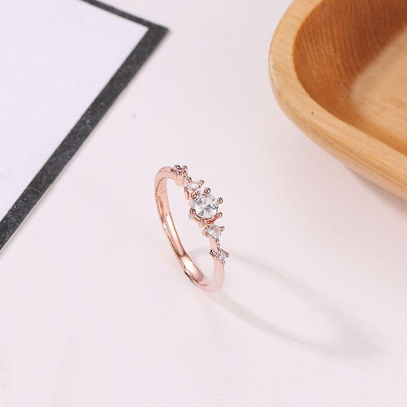 Flash diamond studded metal ring tail ring full of diamonds small fresh copper ring female