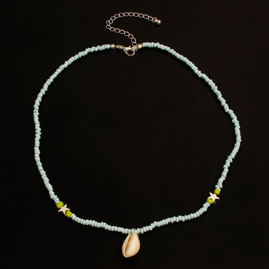 Jewelry Bohemia Beaded Shell Necklace Women's Handmade Beaded Pentagram Necklace Clavicle Chain
