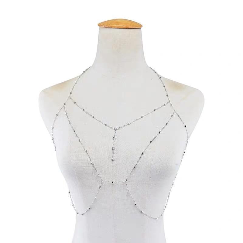 Fashion flash diamond bikini body chain sexy interesting chest chain jewelry female seaside vacation photo clothes accessories
