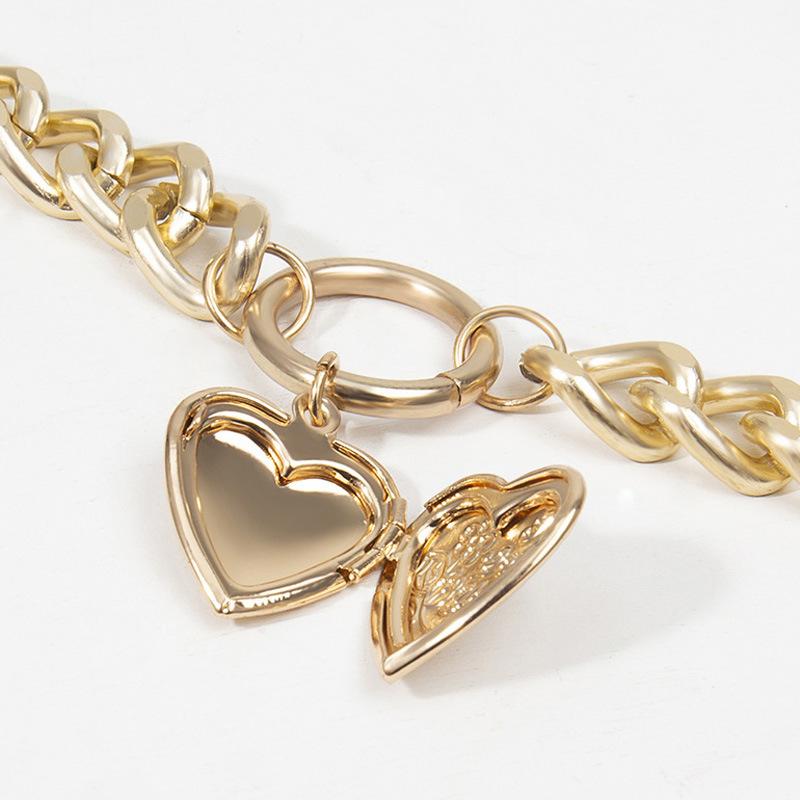 Heart Pendant Necklace Double Ring Women's Jewelry Necklace Retro Creative Accessories