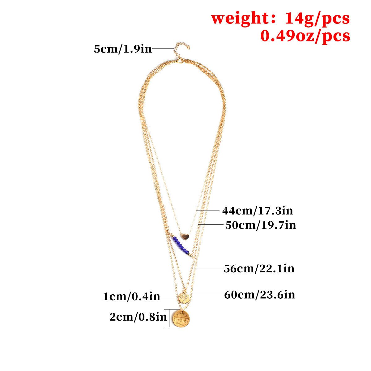 Jewelry rice bead heart branded fruit tree necklace women's creative multi-layer necklace clavicle chain