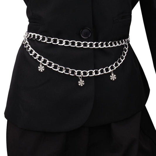 Jewelry Versatile Chain Waist Accessories Christmas ins Diamond Snowflake Pendant Body Chain