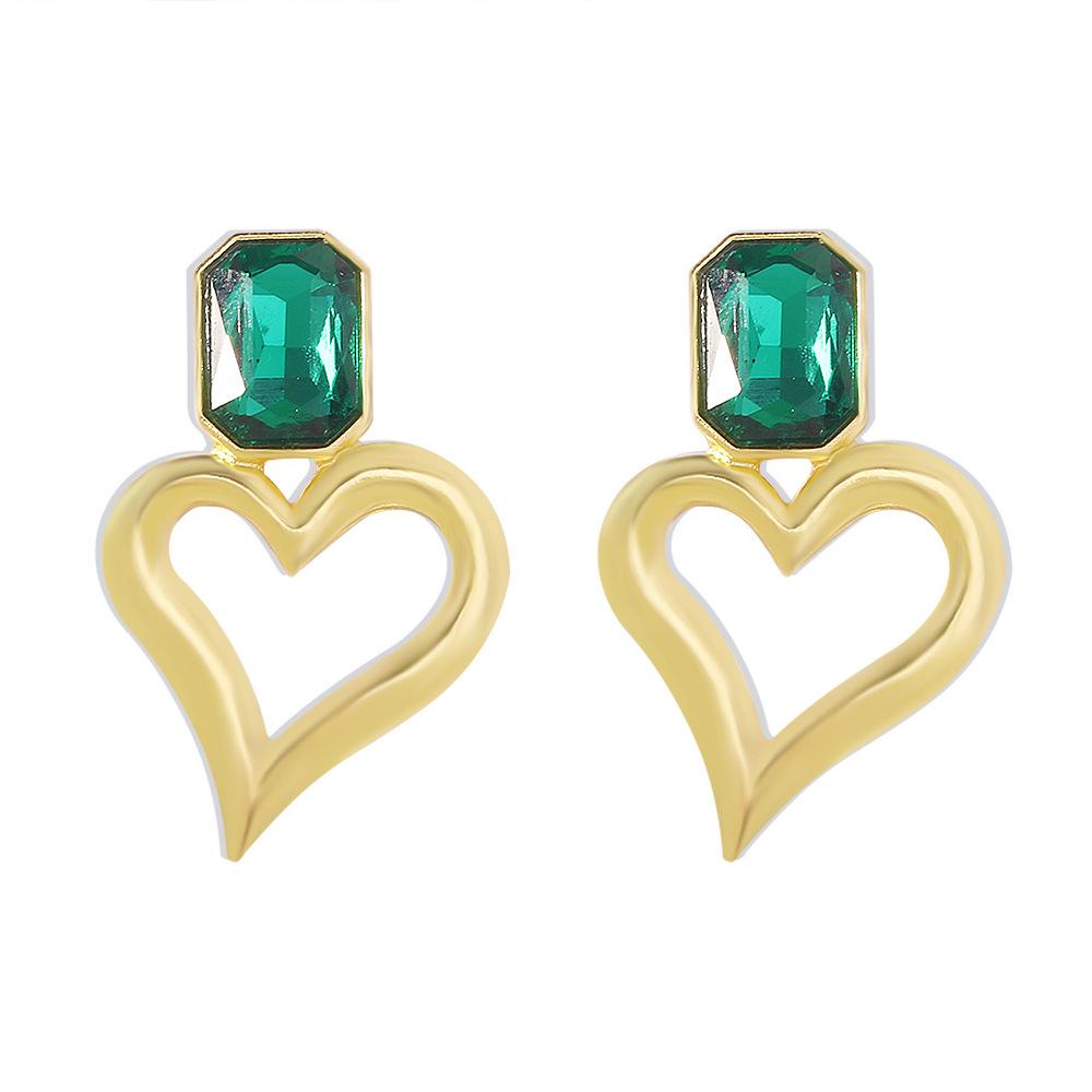 E1245 Geometric Earring Metal Simple Love Rhinestone Earring Cold Exaggerated Retro Earrings