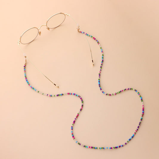 Jewelry multi-functional color rice bead glasses holder ladies face mask dual-use chain