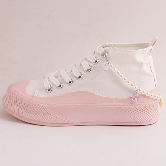 Jewelry ins imitation pearl shoe chain accessories female fashion flower pendant shoe decoration