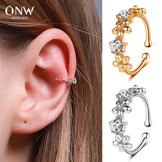 Mori simple ear bone clip temperament all-match sweet flower ear clip women without ear holes easy to wear earrings