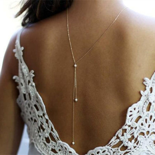 Jewelry Simple Sexy Creative Necklace Versatile Pearl Necklace Back Chain