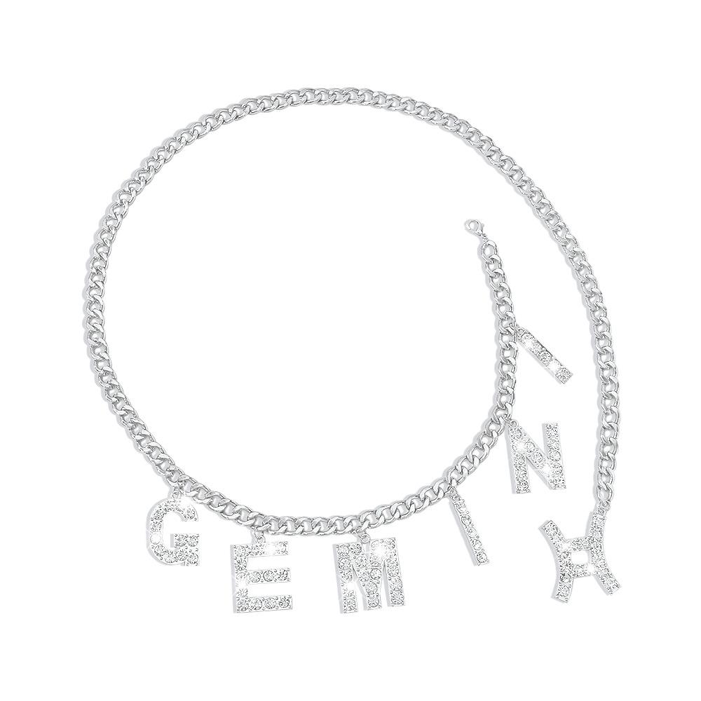 C282 Personality Diamond Body Chain Exaggerated Letter Constellation Waist Decoration Geometric Metal Creative Waist Chain