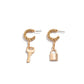 Jewelry simple metal C-shaped twist earrings retro alloy lock key pendant earrings