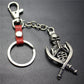 Double Sword Reaper Skull Alloy Pendant Leather Keychain Retro Key Ring Pendant Gift