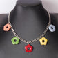 Necklace Geometric Contrasting Color Pendant Resin Small Fresh Flower Necklace Hip Hop Personality Fashion Necklace