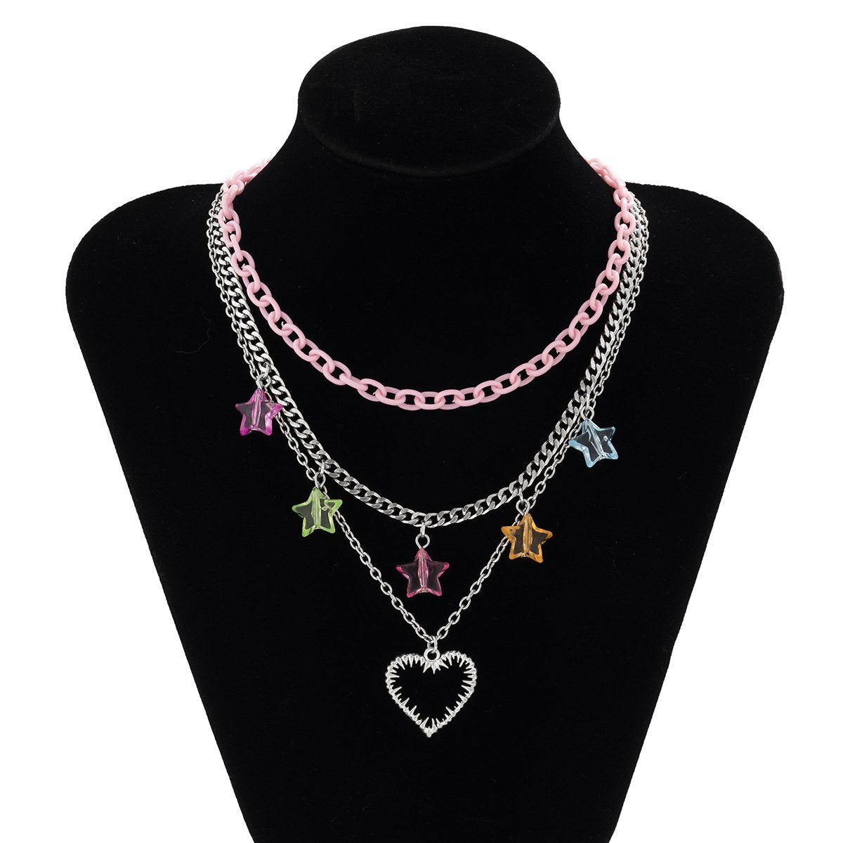 Jewelry Spice Girl Chain Heart Shaped Necklace Female Random Color Star Tassel Set Necklace