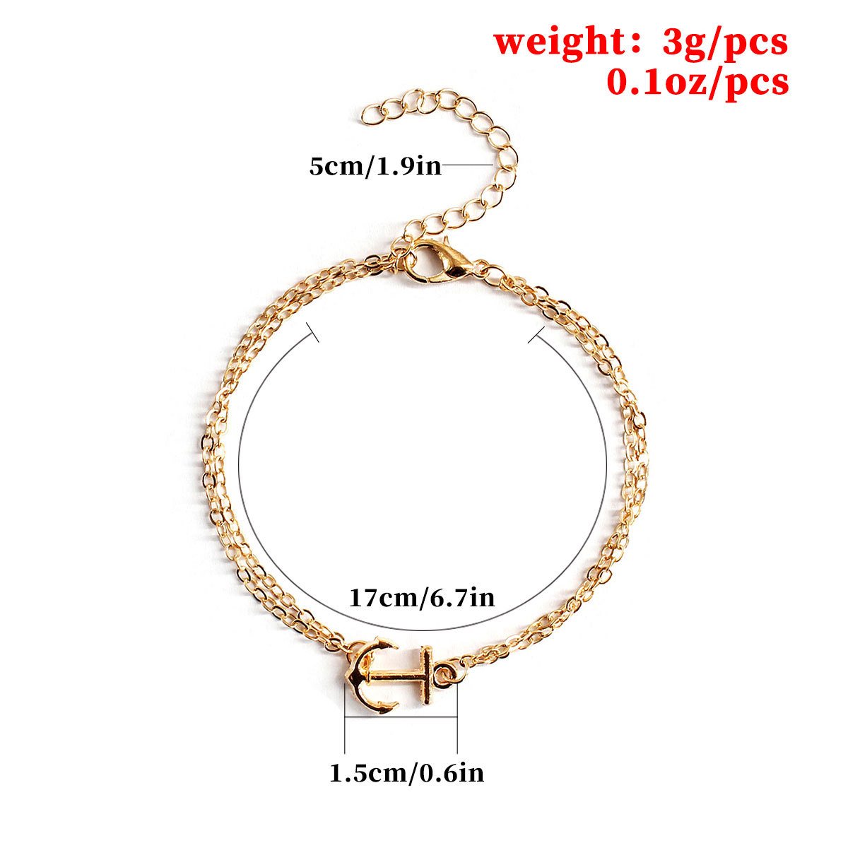 Ladies Spring Alloy Simple Cheap Anchor Bracelet Boutique Gift