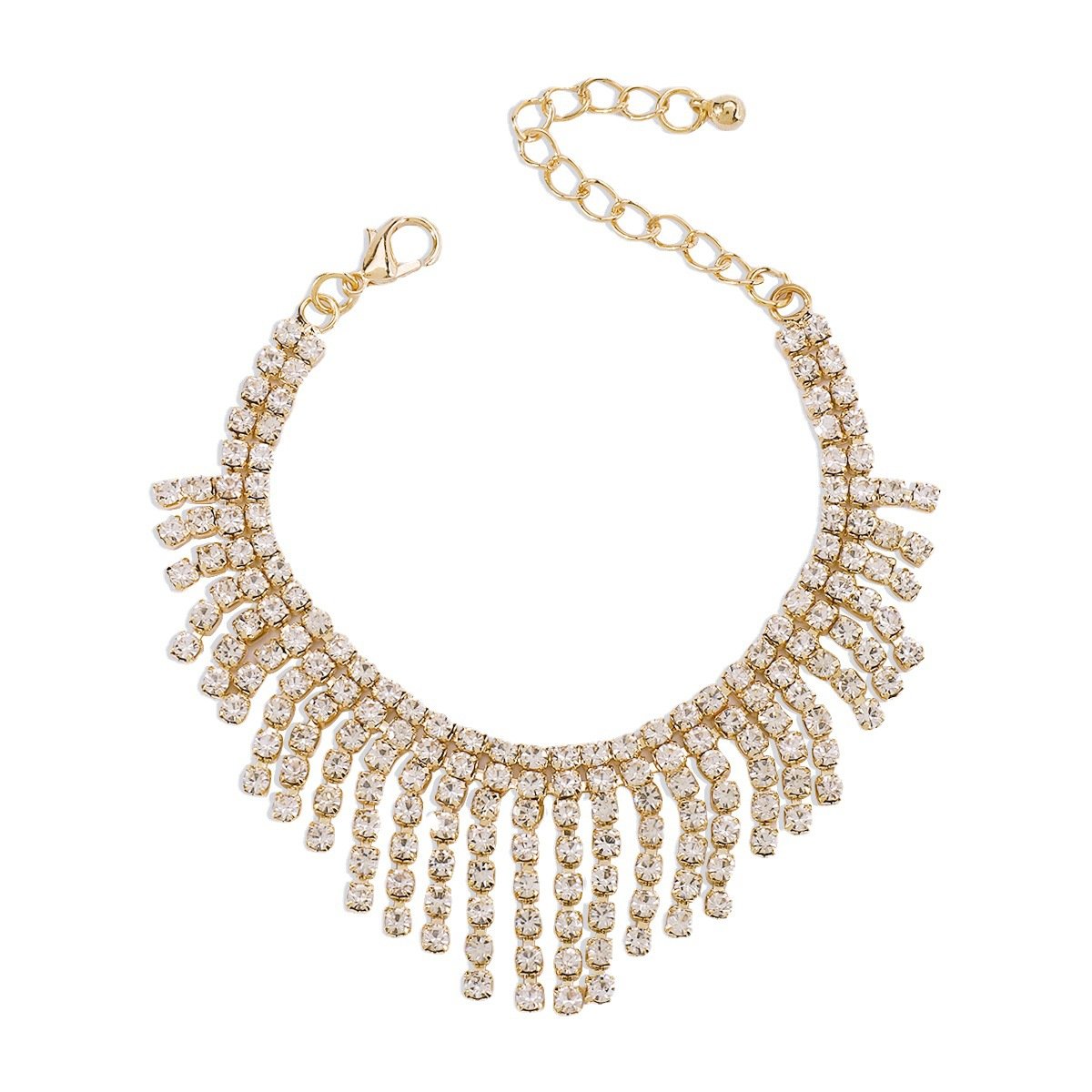 B1895 Net Red Blogger Temperament Rhinestone Tassel Bracelet Light Luxury Trendy Geometric Full Diamond Trend Hand Jewelry Female