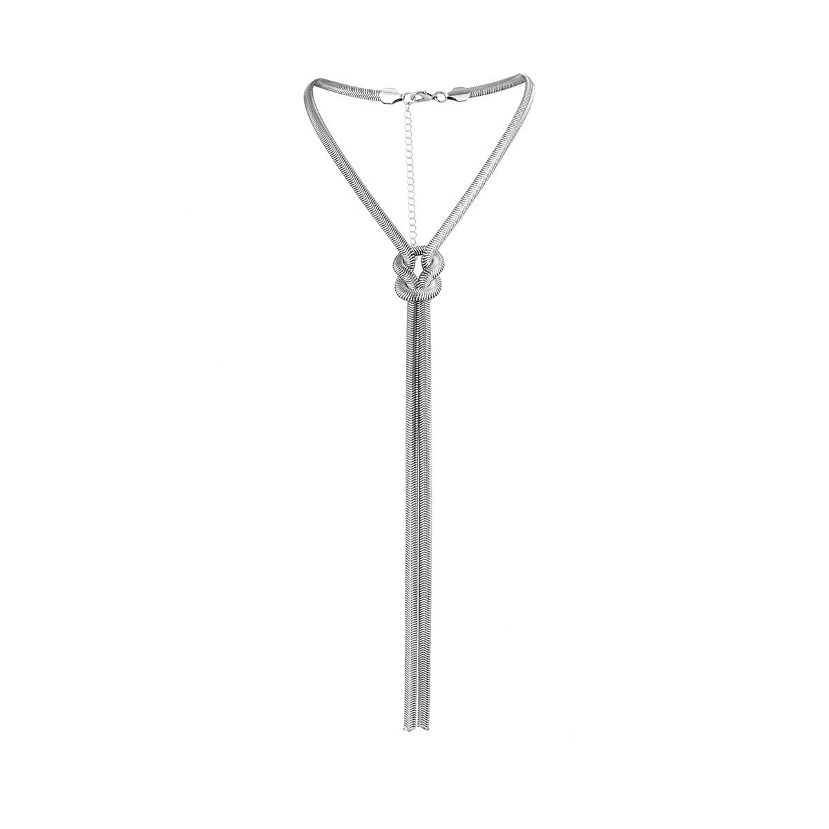 Jewelry Metallic Knotted Snake Bone Chain Necklace Fashion Personality Long Clavicle Necklace