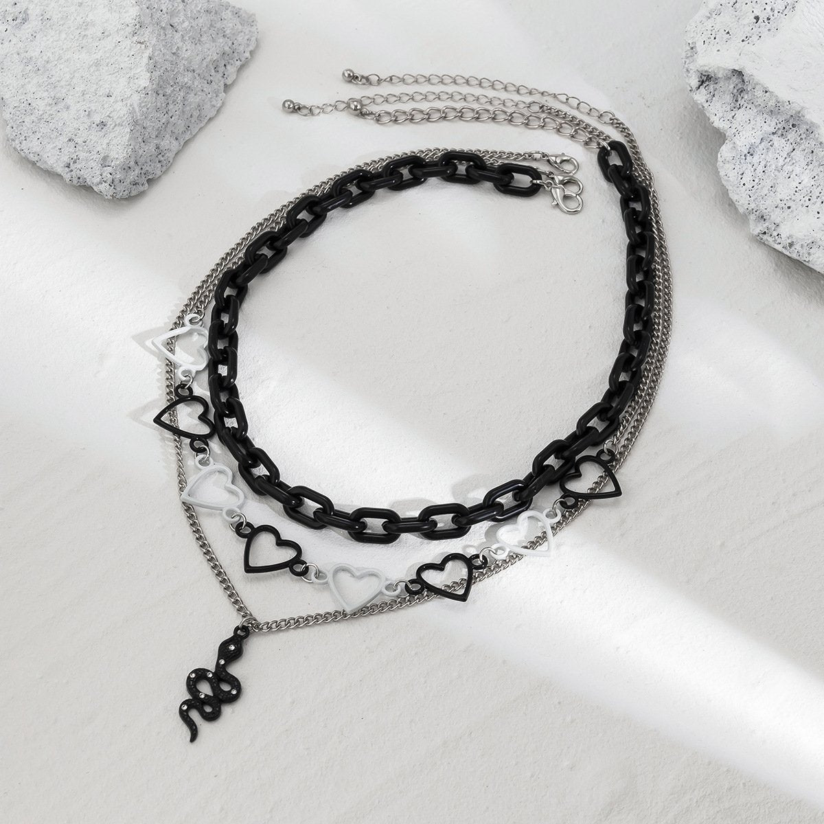 Jewelry Mixed Color Hip Hop Love Clavicle Chain Necklace Niche Design Snake Diamond Necklace Women