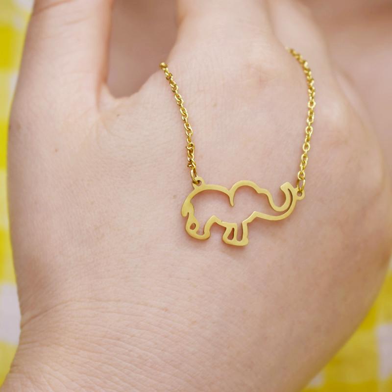 Jewelry Fashion Elephant Pendant Necklace Lucky Hollow Lucky Elephant Clavicle Chain Explosion