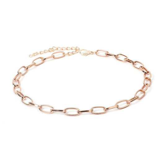 Simple Metal Buckle Clavicle Chain Femininity Short Shiny Necklace Personality Neck Jewelry