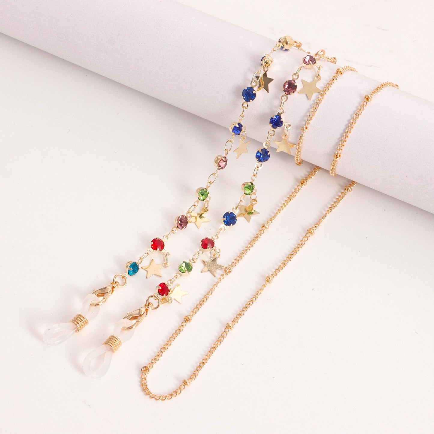 Glasses mask accessories Painted dripping oil flower glasses chain mask ornaments crystal glasses lanyard mask rope