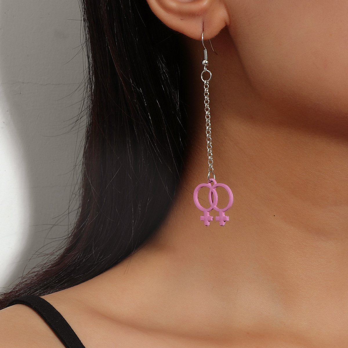 Creative ins girl symbol earrings simple alloy geometric long earrings net red earrings female