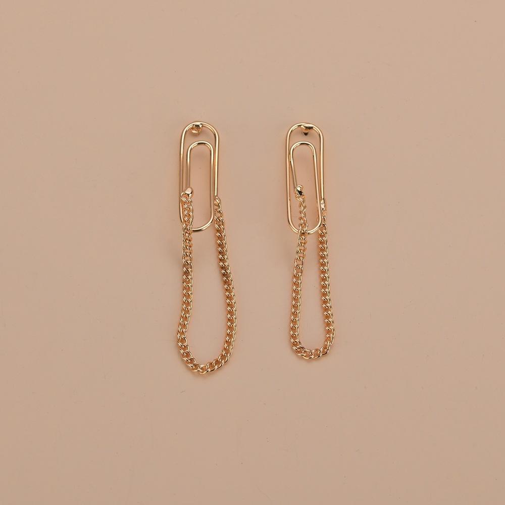 Fashion Geometric Paperclip Earrings Punk Chain Long Earrings Women Accessories