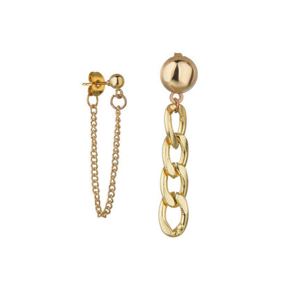 Exaggerated Metal Chain Earrings Retro Fashion Asymmetrical Earrings Women Jewelry Accessories