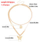 Jewelry punk double-layer micro-inlaid diamond butterfly pendant necklace female ins imitation pearl necklace