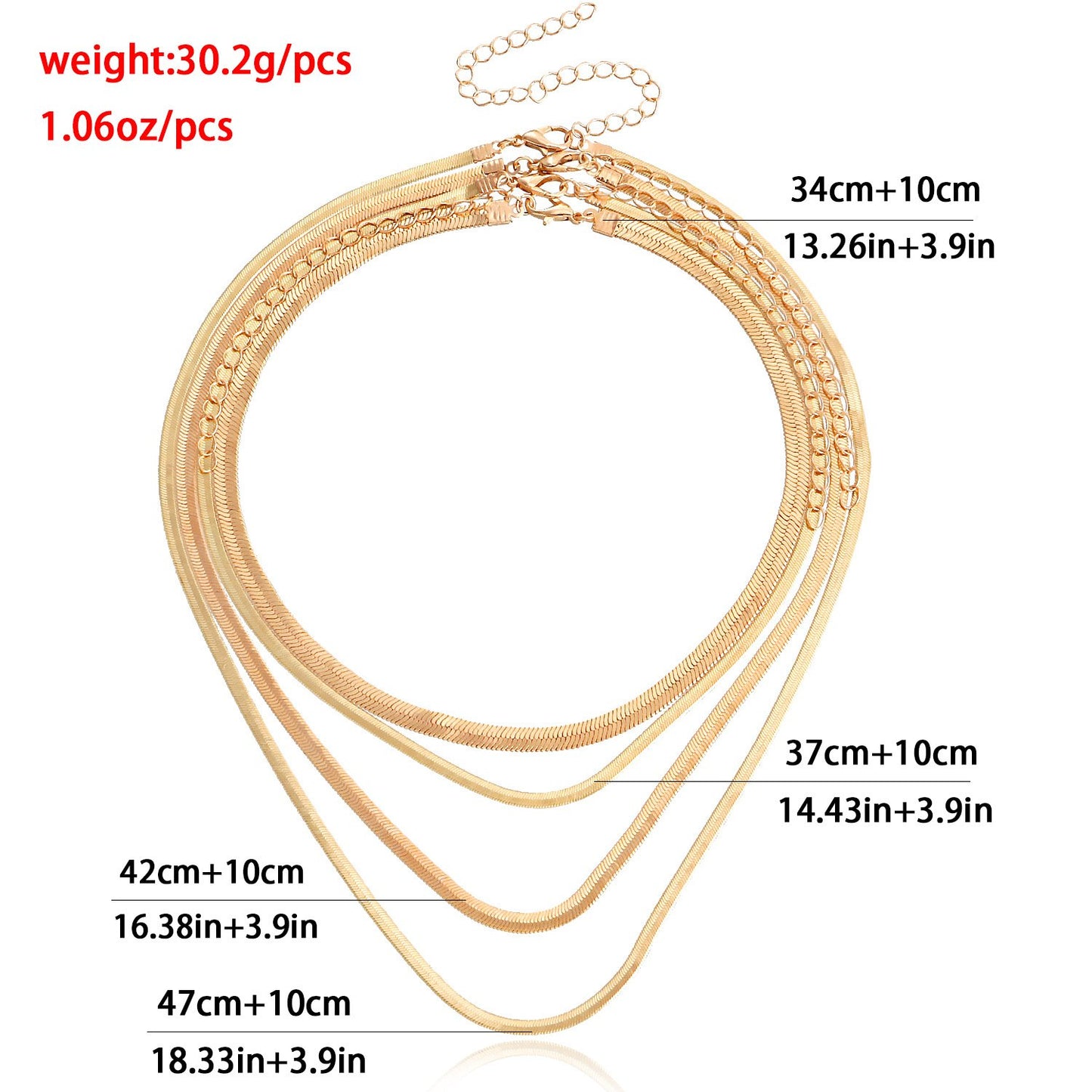 Jewelry Trend Multilayer Flat Snake Chain Necklace Women's Suits Niche Design Explosive Items