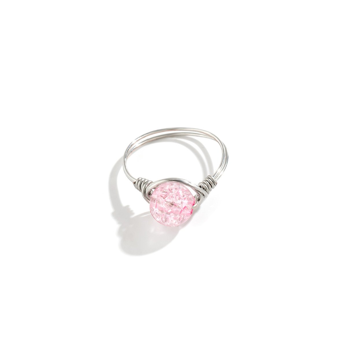 Jewelry Versatile Winding Metal Ring Hand Decoration Personality Simple Color Crack Bead Ring Female