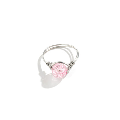 Jewelry Versatile Winding Metal Ring Hand Decoration Personality Simple Color Crack Bead Ring Female