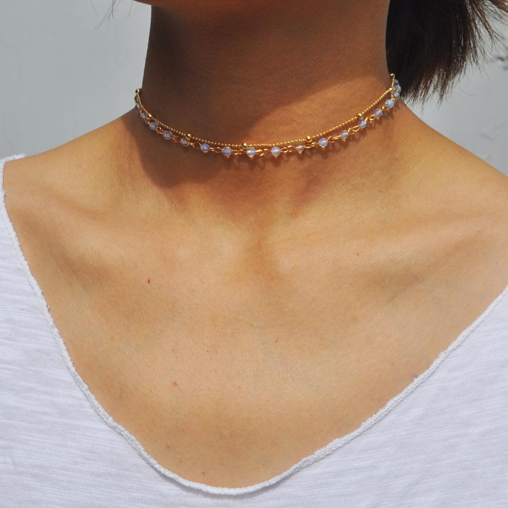 Ladies Simple Bead Accessory Clavicle Chain Necklace