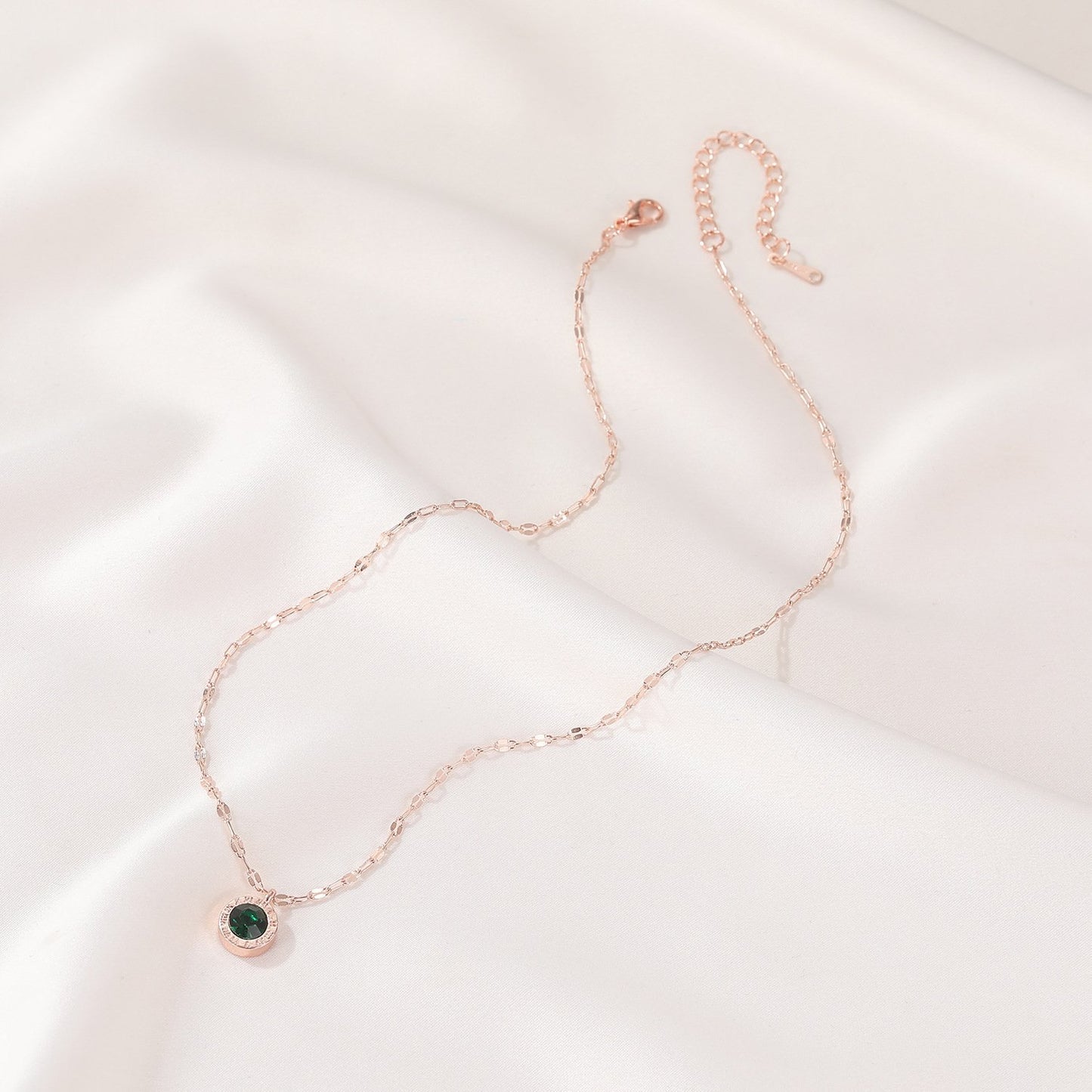 ins Roman numeral color diamond necklace fashion personality temperament net red clavicle chain simple jewelry female